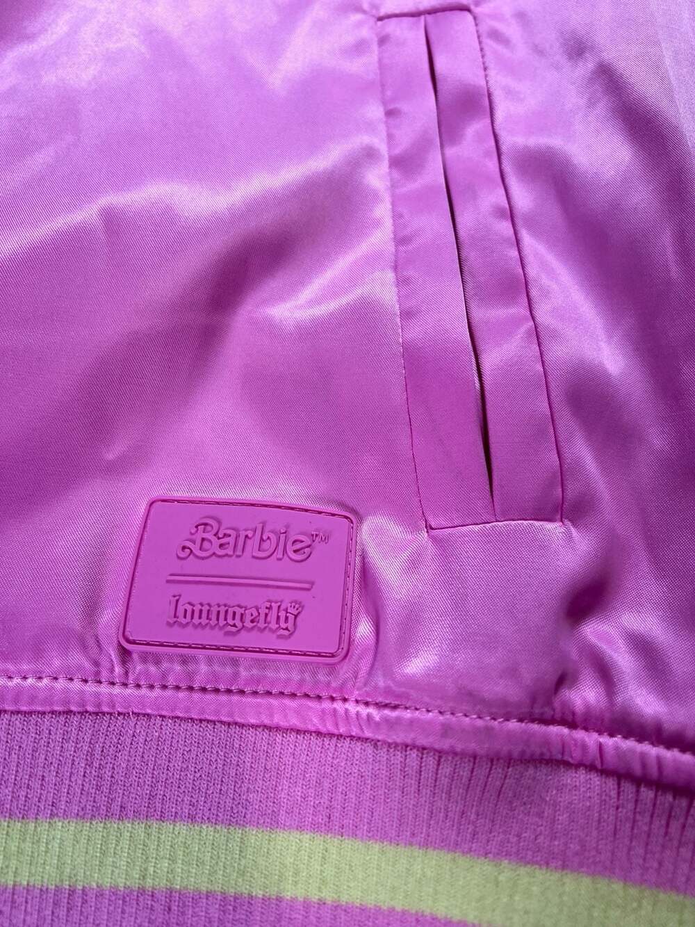 Loungefly Barbie 65th Anniversary Satin Varsity Bomber Jacket Size Medium - Picture 9 of 12